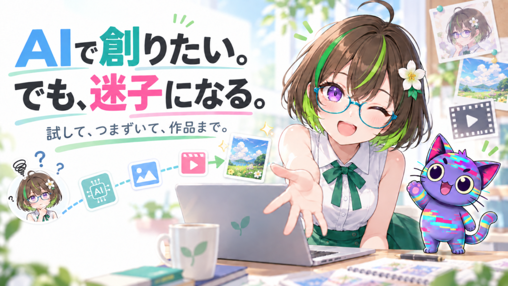 AIで創りたい。でも、迷子になる。ざすことジェネコが創作を案内するアイキャッチ