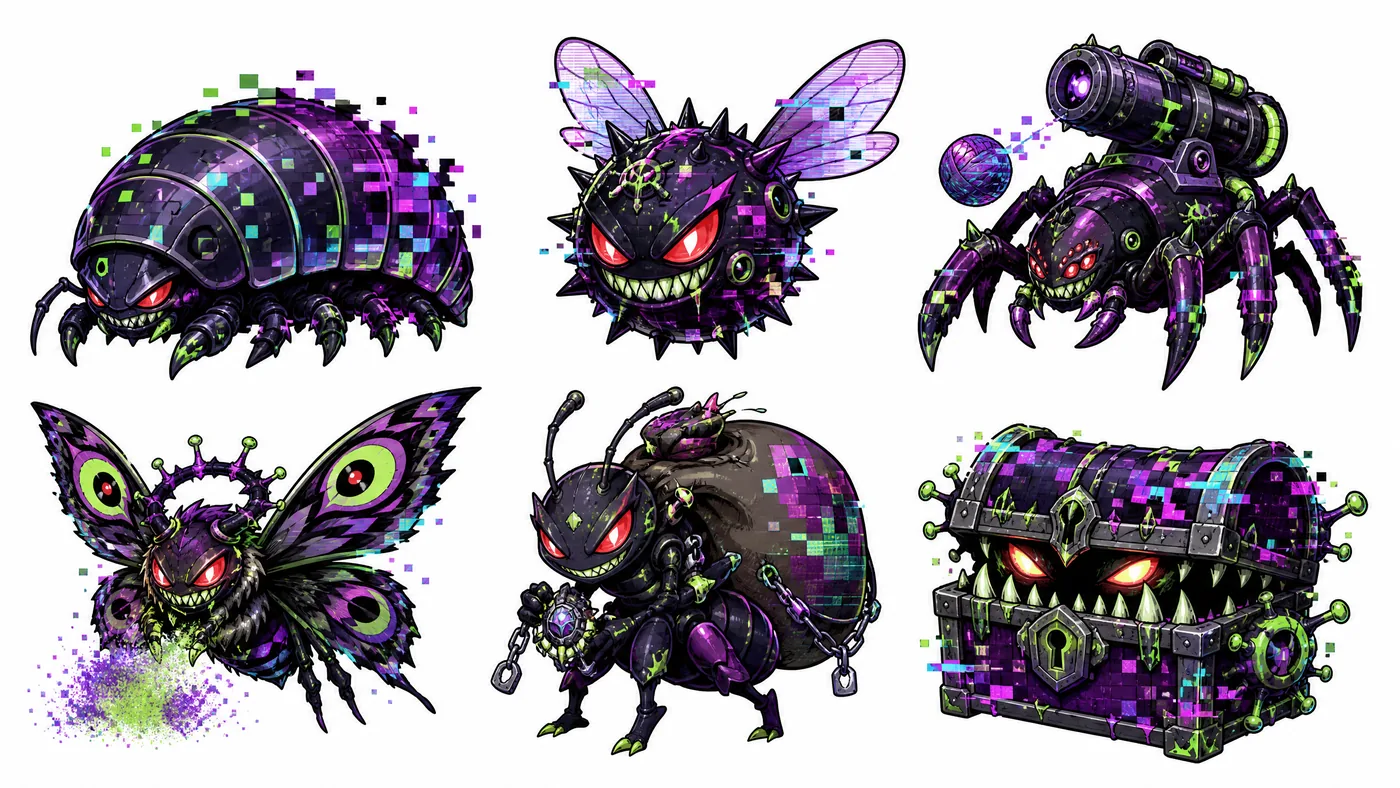 赤いつり目と牙の、悪役らしくした敵キャラ案