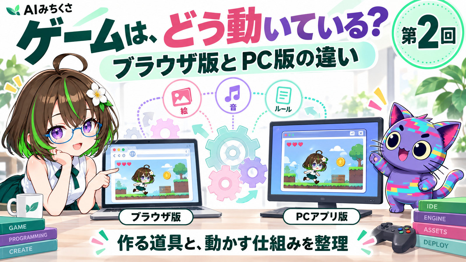 AIとゲームづくり②｜ゲームはどう動く？ ブラウザ版とPC版の違いの専用表紙