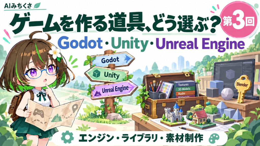 第3回：ゲームを作る道具、どう選ぶ？ Godot・Unity・Unreal Engineと素材制作の道具をざすこが見比べる専用表紙。