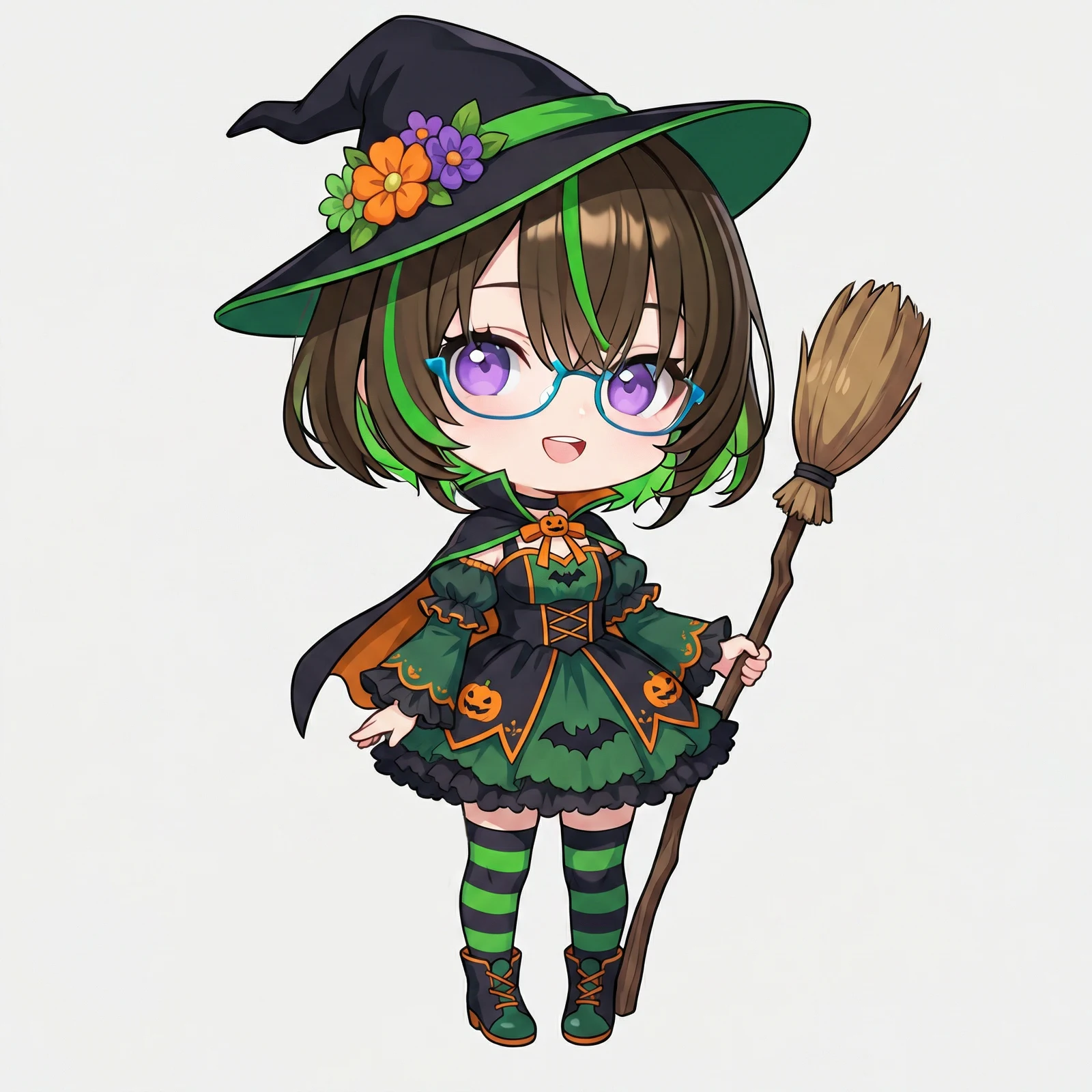 緑と黒の魔女っ子衣装の元案イラスト